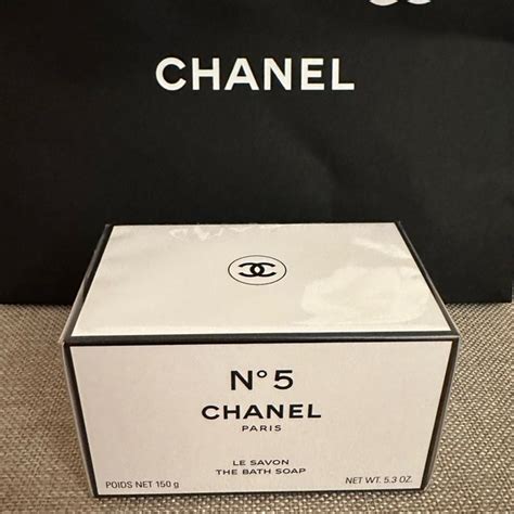 chanel no 5 le savon the bath soap|Chanel number 5 dusting powder.